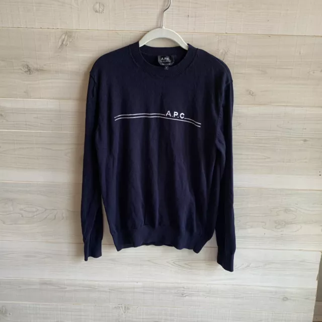 A.P.C. EPONYME NAVY Cotton Cashmere Blend Sweater Men’s Size Medium $39 ...
