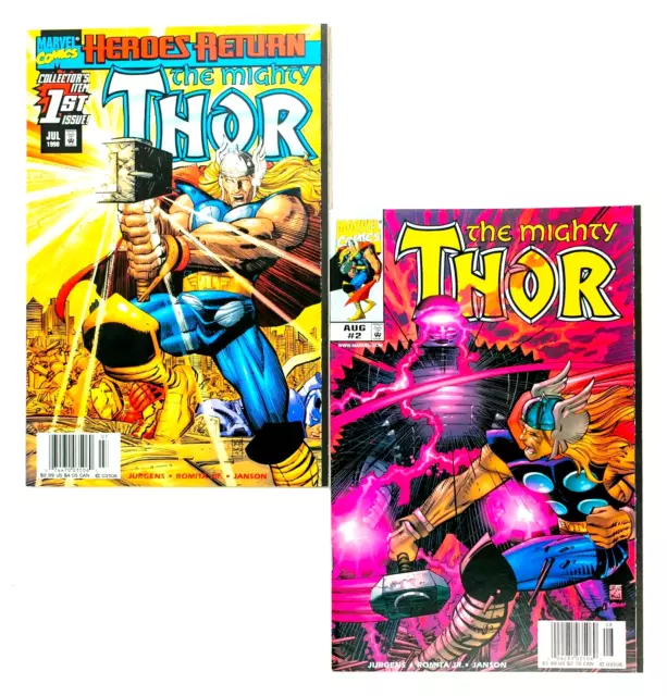 The Mighty THOR #1 & 2 (1998 Marvel) Heroes Return! Jurgens/Romita Newsstand NM-