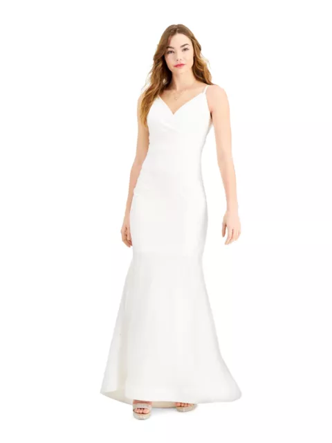 MORGAN & CO Womens White Spaghetti Strap Full-Length Formal Body Con Dress 5