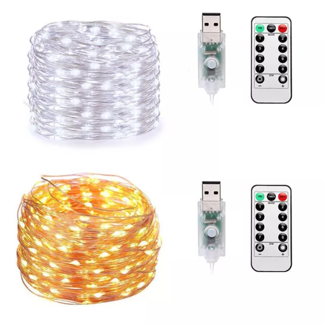 USB Plug In 50/100/200 LED DIY Micro Copper Wire String Lights Xmas Fairy Light
