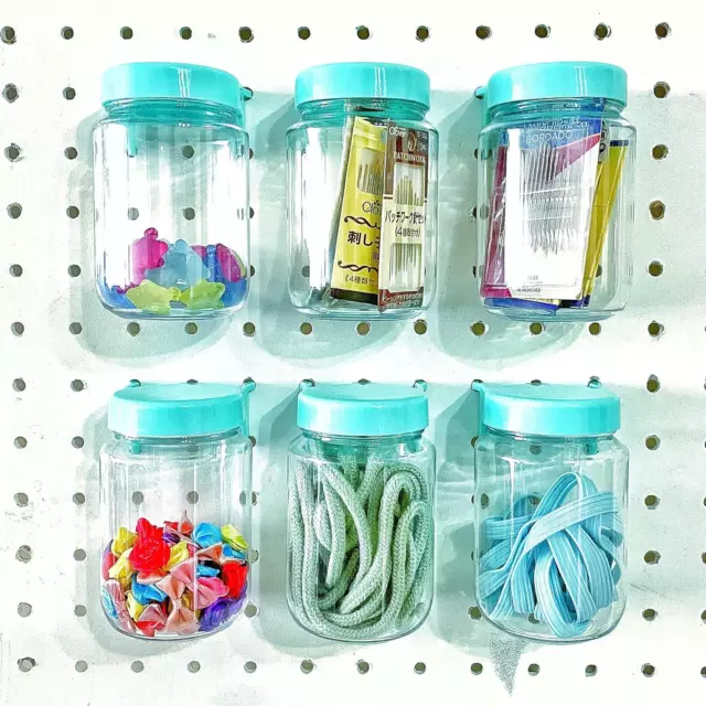 Tall Pegboard Accessories Organizer Storage Jars - Large 6 Pack, Blue