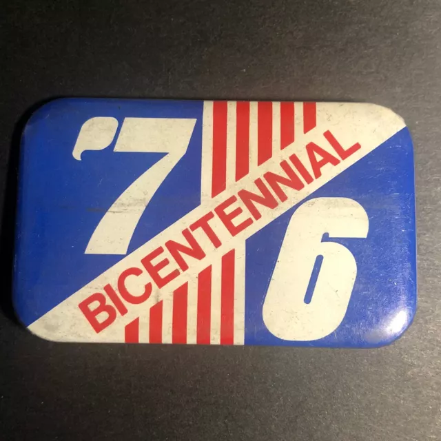 1976 Patriotic Bicentennial '76 Steel Pinback Button 2 3/4"  Red White Blue