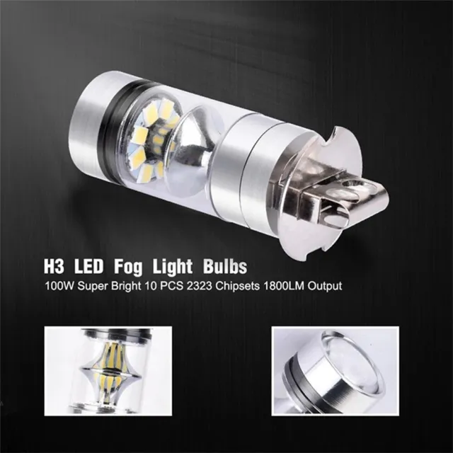 H3 20SMD LED 100W Bulbs White 6000K  Car Fog Light Lamp 12/24V Quality UK•