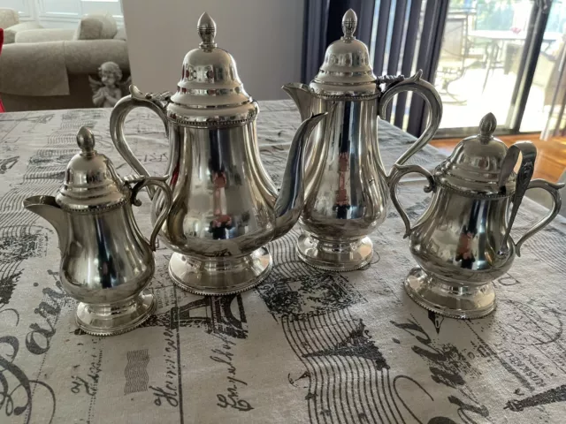 Vintage Silver 4 Piece Tea, Coffee, Milk,Sugar Set