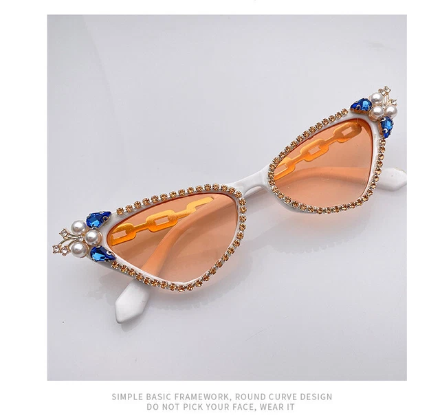 Sunglasses UV400 Bling Colorful Rhinestone Cat Eye Personalized For Party K