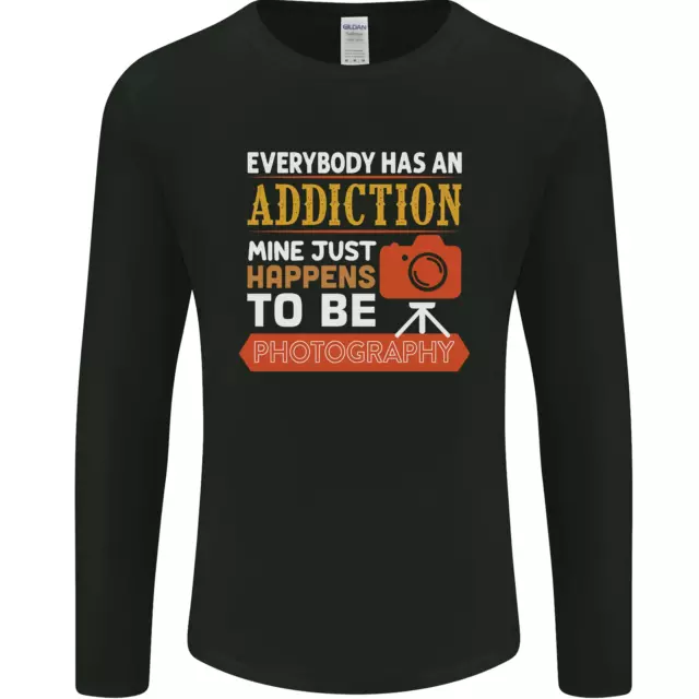 T-shirt da uomo a maniche lunghe Photography Addiction divertente fotografo