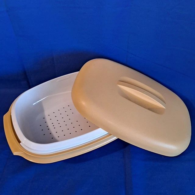 VINTAGE TUPPERWARE MICROWAVE VEGETABLE STEAMER Rice Cooker Almond 1273