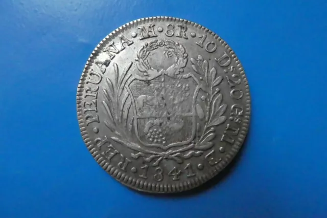 Perou Peru 8 Reales 1841 Argent Silver +++++++++++++++++++