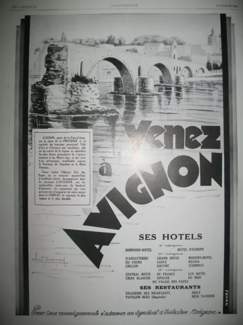 Avignon Tourisme Le Pont Illustration Albert Duvernay 1929 Press Advertisement