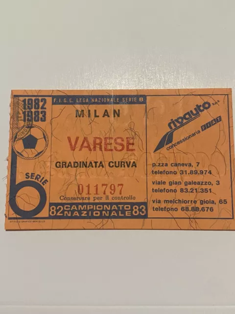 Milan-Varese biglietto/ticket 1982/83 (No Juventus,Lazio,Inter,Genoa,Milan,Roma)