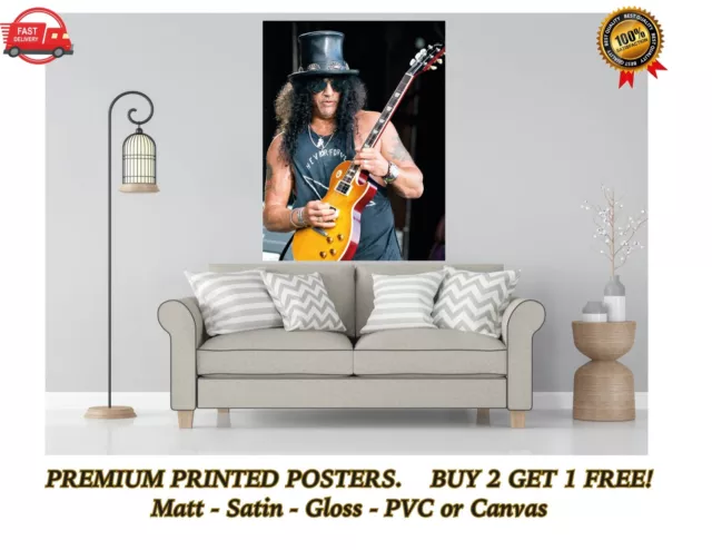 Slash Guns N' Roses Gitarre Rock großes Poster Kunstdruck Geschenk A0 A1 A2 A3 A4