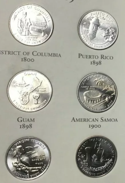 2009 Washington Dc And Us Territories Quarter 6 Coin Set Uncirculated