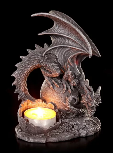 Dragon Tealight Holder Right - Candle Holder Gothic Figurine Fantasy Decor