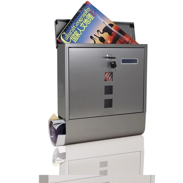 STAINLESS STEEL WALL Mounted Lockable Mailbox Post Letter Box Newspaper