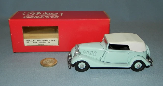 Miniature Voiture Dubray 1/43 – Renault Primastella 1934 Décapotable – Rouge Et Noir