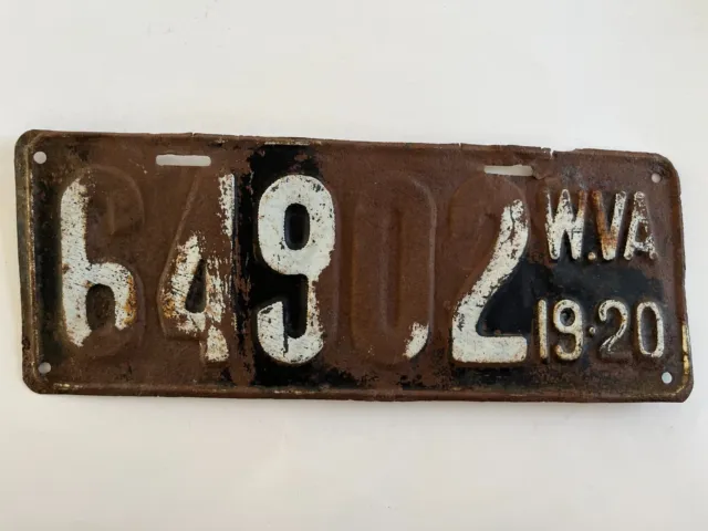 1919 1920 West Virginia License Plate 100% All Original