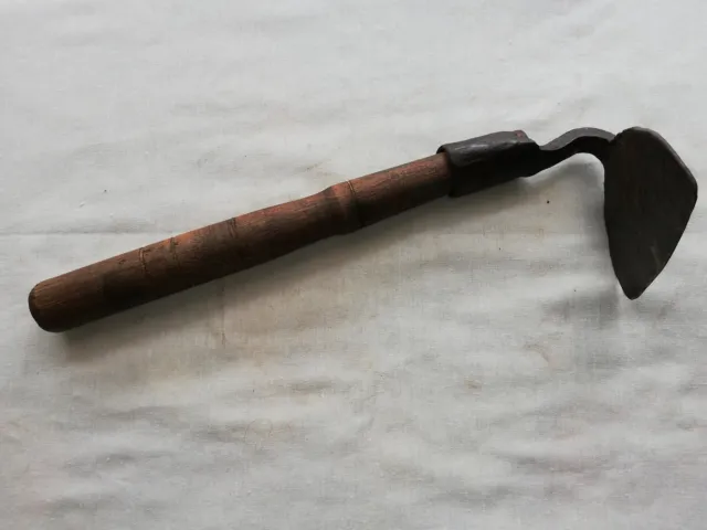 Turkish Primitive Iron Hoe Wooden Handle Gardening Tool Hand Forged Agricultural