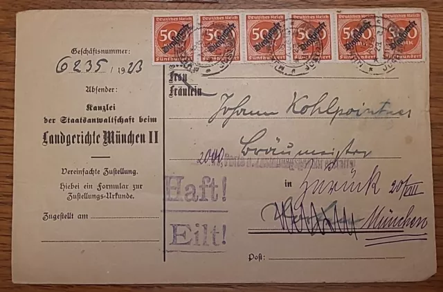 Brief Landgericht München 1923 MeF Infla Inflation Deutsches Reich Dienst (0324