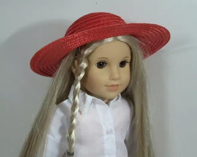 Red Synthetic Straw Hat Doll Clothes Accessory For 18” American Girl Debs*)