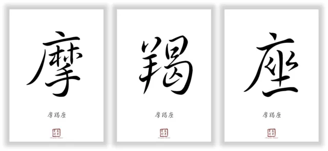 Sternzeichen Steinbock Kanji Kalligraphie Schriftzeichen Deko Poster Geschenk