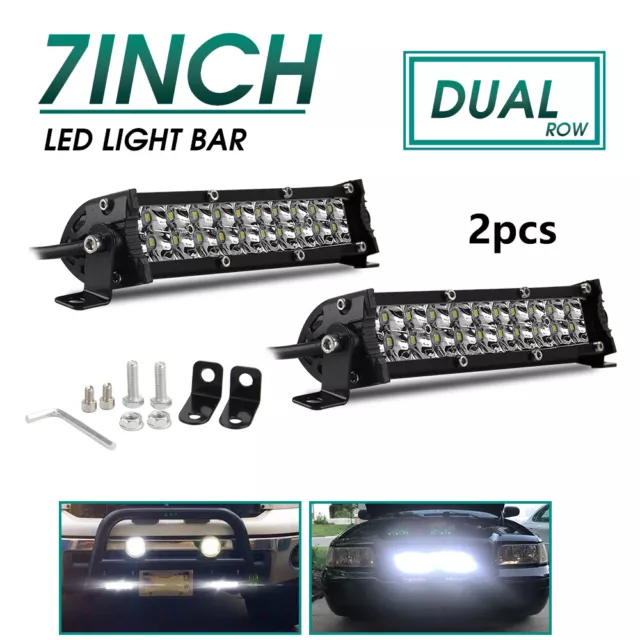 2x Dual Row 7Inch 840W Led Work Light Bar SPOT Offroad Driving 4WD Truck ATV 8"