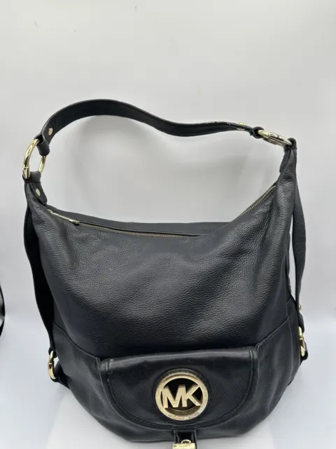 Michael Kors Black Pebbled Leather Hobo Shoulder Handbag