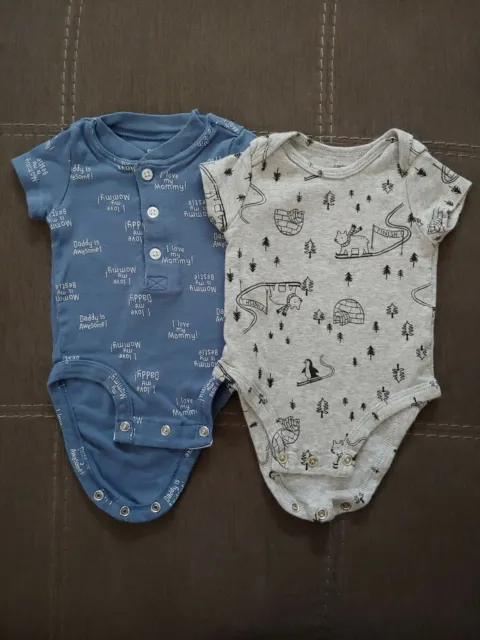 Carter's Infant Baby Boy Short Sleeve Bodysuits 3 Months Lot Of 2