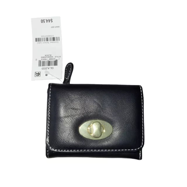 Giani Bernini | Women's Turn-Lock Glazed Trifold Wallet Black | One Size