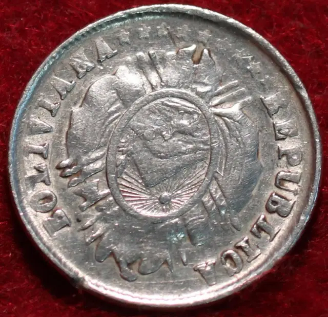 1877 Bolivia 5 Centavos Silver Foreign Coin