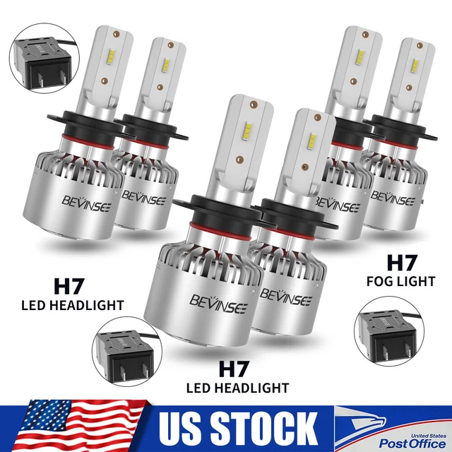 For Benz ML63 AMG 2007 ML320 LED Headlight & Foglight 6000K High Low 6x H7 Bulbs