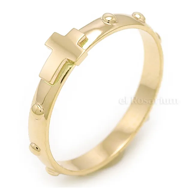 Rosary Ring PR75-3 10K Real Solid Gold Catholic Christian Ring (US 4 ~ 11)