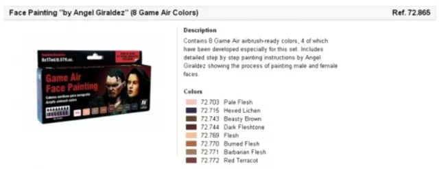 Vallejo GAME AIR FACE PAINTING Pack de 8 couleurs (8x17 ml) - 72865 3