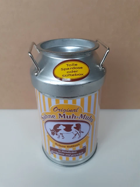 LEERE BLECHDOSE, SPARDOSE, Stiftebox, Original Sahne Muh Muhs, Sahne ... LEERE BLECHDOSE, SPARDOSE, Stiftebox, Original Sahne Muh Muhs, Sahne ...