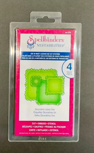 Spellbinders Nestabilities DECORATIVE LABELS ONE 4 DIES  S4-379 *NEW*