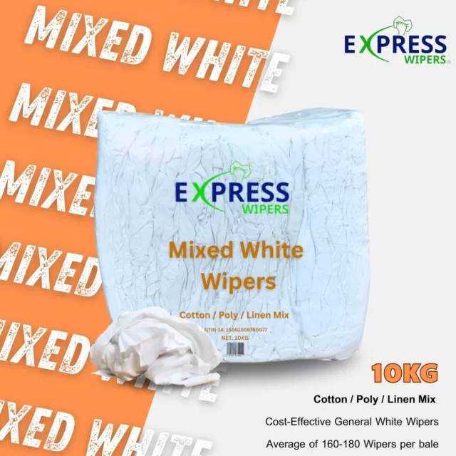 10kg Bag White Cotton Mix Cleaning Rags Wiping Wipers Garage Engineering Cloths