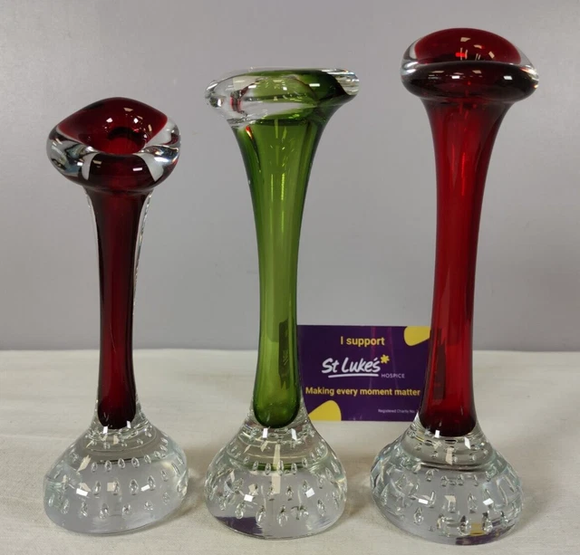 Vintage Aseda Glasbruk Trio of Swedish Glass Jack in the Pulpit Bud Vase