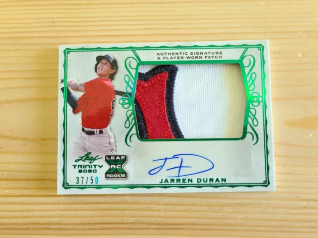 2020 Leaf Trinity Jarren Duran RC Patch Auto SP Letter 37/50 RPA Boston Red Sox