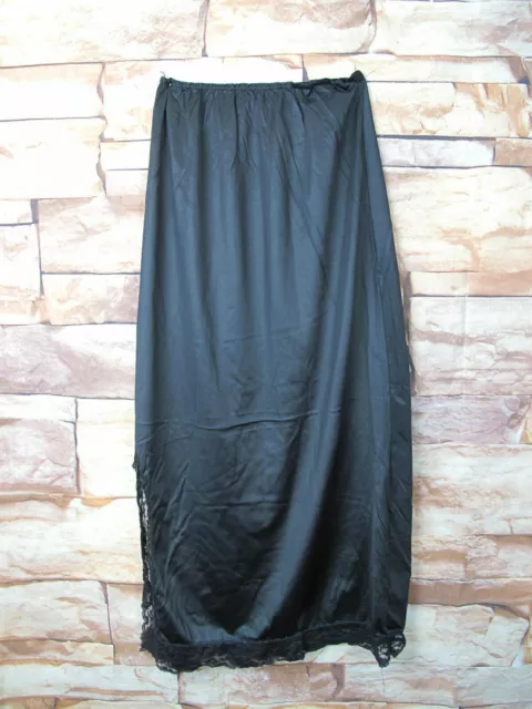 Vtg Berkliff Black  Ultra Sheer Nylon Long Formal Length Half Slip Split Sz Med