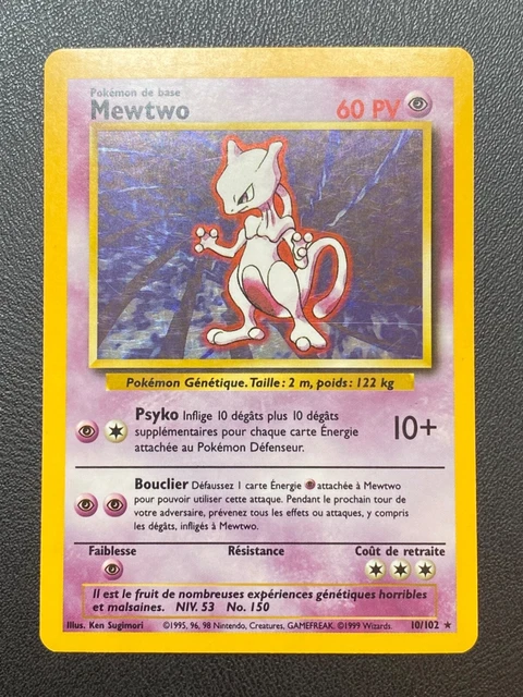 Pokemon Card Fr Set Of Base - Mewtwo 10/102 Holo - Tbe / EXC
