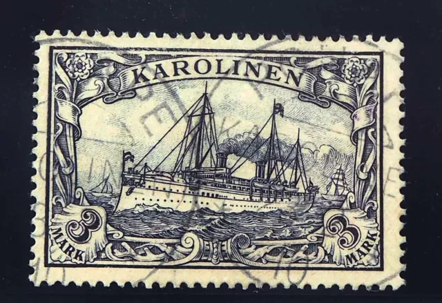 1900 Karolinen; 3 M. schwarzviolett, KabSt, K1 "PONAPE 23/2/10", MiNr. 18