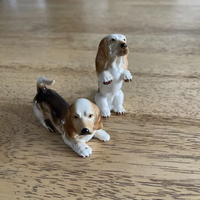 Basset Hound dog X 2 Vintage Figurine