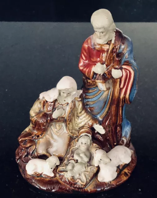 Vintage Ceramic Christmas Nativity Scene Baby Jesus Mary & Joseph Figurine