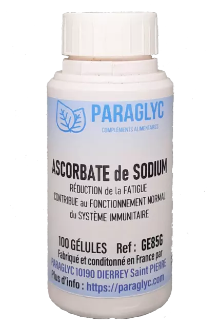 ASCORBATE de SODIUM pur 100 gélules de 920mg Complément alimentaire PARAGLYC