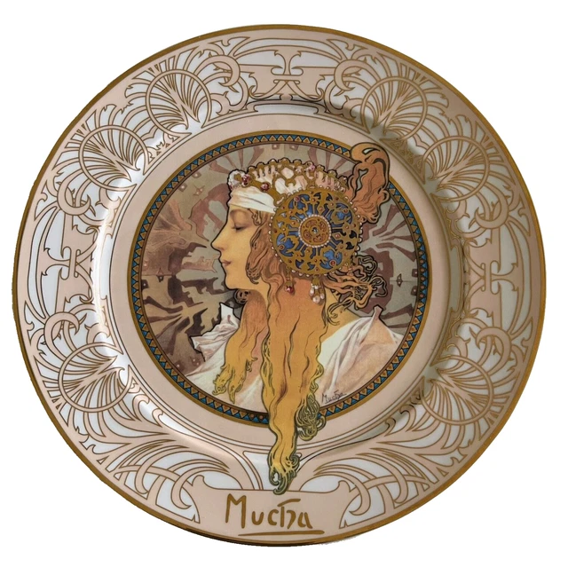 Goebel Artis Orbis - Bol Déco 16 Cm Signe Du Zodiaque Alphonse Mucha - Porcelaine Fine Plaquée Or - Élégant, Intemporel - Idée Cadeau