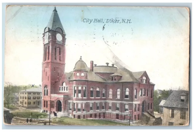 Dover New Hampshire Postcard City Hall Exterior Building c1910 Vintage Antique