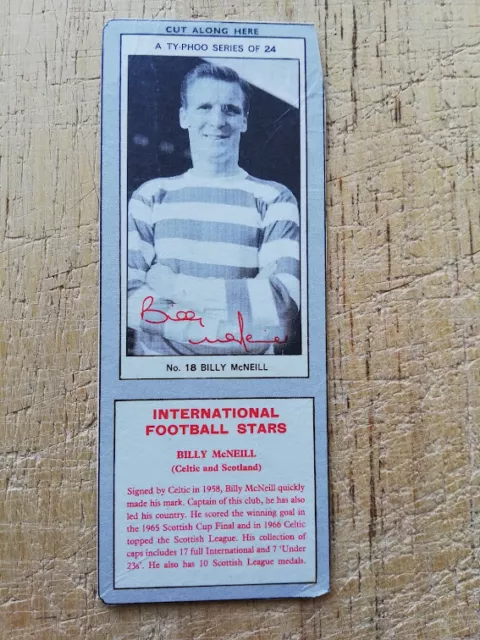 BILLY McNEILL CELTIC LEGEND TYPHOO TEA INTERNATIONAL FOOTBALL STARS CARD