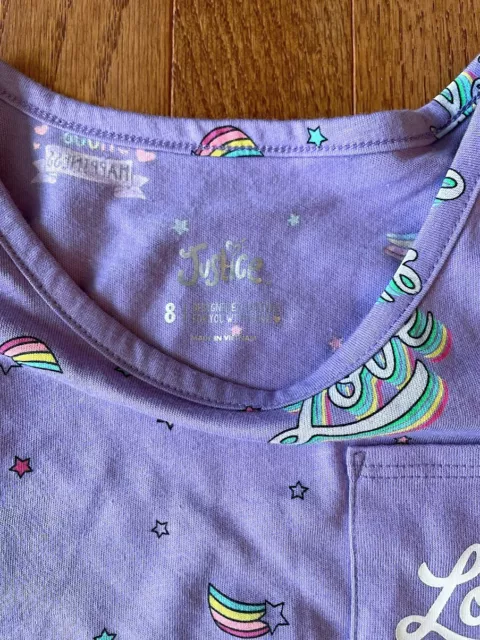 Justice Girls' Sleeveless T-Shirt Tank Top, Purple, Rainbow Print, Size 8. NWT! 2