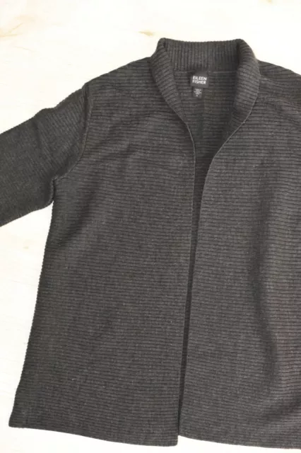 Eileen Fisher Italian Yarn 100% Merinowolle Offene Stricкjacke Lagenlook  Gr.S