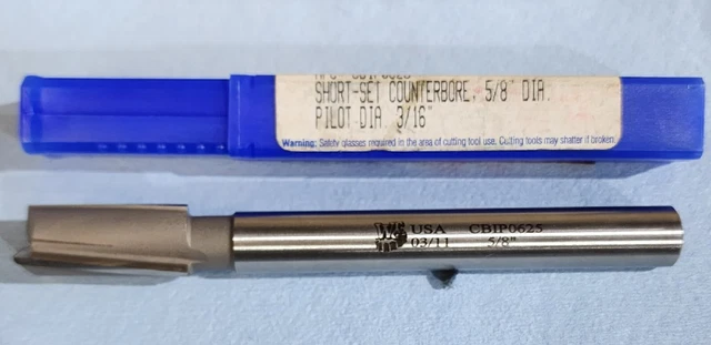5/8'' Counterbore 3/16 Pilot Dia. 1/2 Shank Whitney Tool #CBIP0625, New