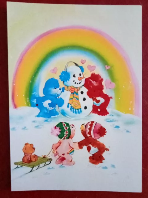 Christmas Care Bears Happy Merry Original Vintage Retro 1987 Greeting Card.